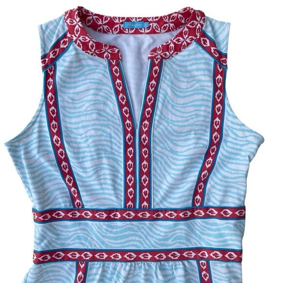 J McLaughlin Catalina Cloth Sleeveless Dress Women’s Size Small 4 6 Blue Orange - Picture 3 of 5